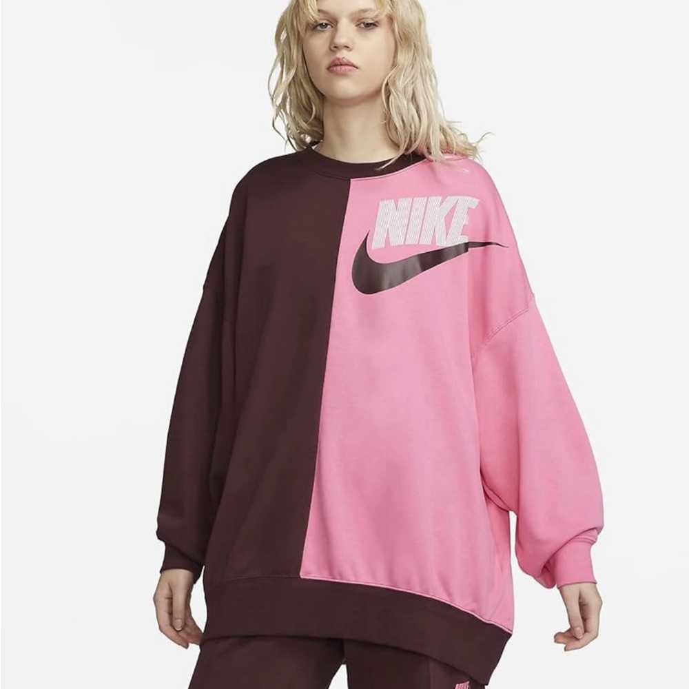 Nike Super Oversized (M fits like 2X) Women's Pink and Brown Sweatshirt